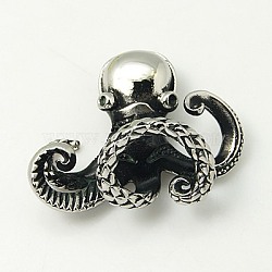 304 Stainless Steel Pendant, Octopus, Antique Silver, 32x38x17mm, Hole: 5mm(STAS-C015-59)