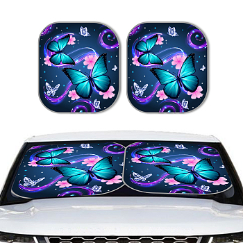 2Pcs Windshield Sun Shade, Car Front Window Sunshade for SUV Truck, Butterfly, 724x648mm