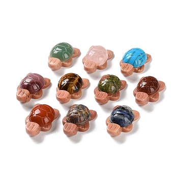Mixed Gemstone & Natural Rhodonite Tortoise Beads, Top Drilled, 36x21x12mm, Hole: 2mm