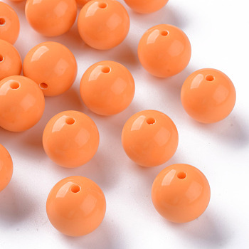 Opaque Acrylic Beads, Round, Orange, 20x19mm, Hole: 3mm, about 111pcs/500g