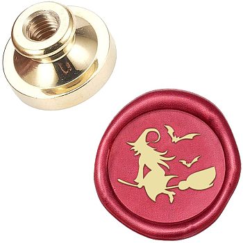 DIY Scrapbook, Brass Wax Seal Stamp Head, Witch, for Halloween, Golden, 25x14mm