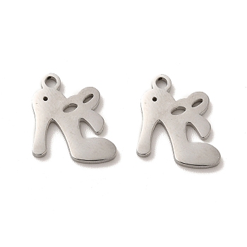 304 Stainless Steel Charms, High-heeled Shoes with Bowknot, Stainless Steel Color, 14x13.5x1.4mm, Hole: 1.8mm