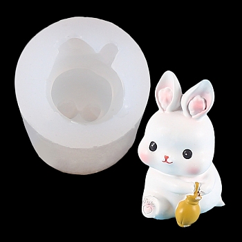 DIY Easter Rabbit Figurine Display Silicone Molds, Resin Casting Molds, for UV Resin & Epoxy Resin Craft Making, Tableware Pattern, 58x44mm