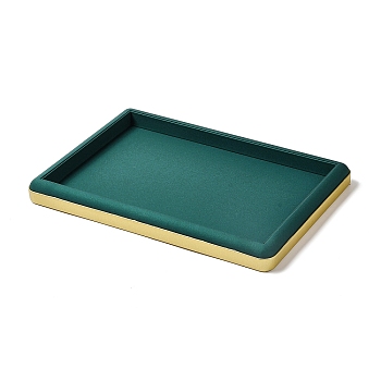 PU Leather Jewelry Display Trays, Jewelry Organizer Holder for Ring Earring Necklace Bracelet Storage, Rectangle, Green, 30.5x20.5x3cm