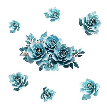 Translucent PVC Self Adhesive Wall Stickers, Waterproof Building Decals for Home Living Room Bedroom Wall Decoration, Flower, 900x300mm