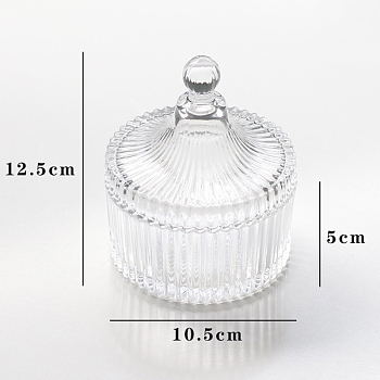 Crystal Glass Storage Jar, Glass Candle Cup, with Lid, Candy Food Storage Container Supplies, Clear, 10.5x12.5cm