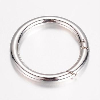 Alloy Spring Gate Rings, O Rings Findings, Spring Gate O Rings, Platinum, 44x5mm, Inner Diameter: 34mm