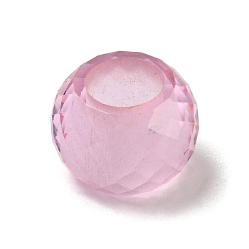 Glass European Beads, Large Hole Beads, Rondelle, Faceted, Pearl Pink, 11x8mm, Hole: 5.5mm
