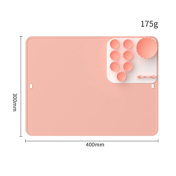Silicone Watercolor Oil Paint Palette Mat, Washable Drawing Pad with Water Cup, Nonslip Craft Mat, Rectangle, Salmon, 40x30cm