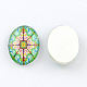 Cabochons ovales à dos plat avec motif de kaleidoscope fleur en verrre for DIY Projects(GGLA-R022-18x13-38)-2