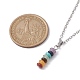 Natural & Synthetic Mixed Gemstone Disc Pendant Necklaces(X-NJEW-JN04623-01)-3