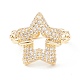 Clear Cubic Zirconia Open Star Cuff Ring(KK-D067-39G-RS)-2