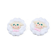 Opaque Resin Cabochons, Sheep, White, 19x6mm(CRES-S308-080)