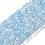 Transparent Crackle Glass Beads Strands, Bamboo Joint, Light Sky Blue, 8x10.5mm, Hole: 1.7mm, about 38pcs/strand, 15.35''(39cm)(GLAA-D025-01A)