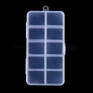 Plastic Bead Storage Containers, 10 Compartments, Rectangle, Clear, 12.8x6.7x1.7cm, Hole: 5mm, compartment: 24x30mm(CON-T003-05)