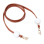 PU Leather Chain Bag Strap, with Resin Beads & Alloy Clasps, Bag Replacement Accessories, Saddle Brown, 122x0.85x0.3cm(FIND-WH0093-15A)