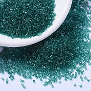 MIYUKI Delica Beads, Cylinder, Japanese Seed Beads, 11/0, (DB1108) Transparent Caribbean Teal, 1.3x1.6mm, Hole: 0.8mm, about 10000pcs/bag, 50g/bag(SEED-X0054-DB1108)