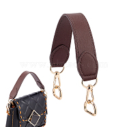 PU Imitation Leather Bag Handles, with Golden Alloy Swivel Clasps and Iron D Rings, Coconut Brown, 33x2.6~3.2cm(FIND-WH0037-94G-03)