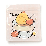 Square Plastic Packaging Zip Lock Bags, with Cartoon Animal Pattern, Top Self Seal Pouches, Chick, 10.9x10x0.15cm, Unilateral Thickness: 2.5 Mil(0.065mm)(OPP-K001-04D)