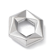304 Stainless Steel Spacer Beads, Large Hole Beads, Hexagon, Stainless Steel Color, 17.5x21x4mm, Hole: 8.8mm(STAS-A088-01P)