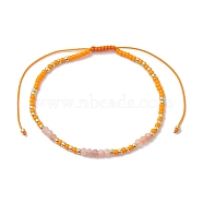 Bohemian Style Natural Sunstone & Glass Braided Bead Bracelet, Inner Diameter: 2~3-1/8 inch(5~7.95cm)(BJEW-JB10136-03)