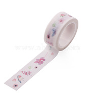DIY Scrapbook Decorative Paper Tapes, Adhesive Tapes, Flower, White, 15mm, 5m/roll(5.46yards/roll)(DIY-F016-P-25)