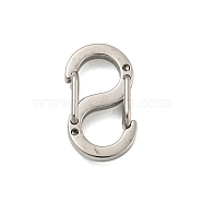 304 Stainless Steel S Shaped Carabiner, Keychain Clasps, Stainless Steel Color, 18.5x11x4.5mm(STAS-P358-01C-P)