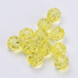 Transparent Acrylic Beads, Faceted, Round, Yellow, 16x15.5mm, Hole: 2.4mm, about 233pcs/500g(TACR-Q257-16mm-V21)