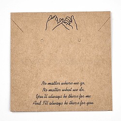 Kraft Paper Jewelry Necklace & Earrings Display Cards, Square with Word, Sandy Brown, 7x7x0.03cm, hole: 0.18cm(CDIS-T004-08)