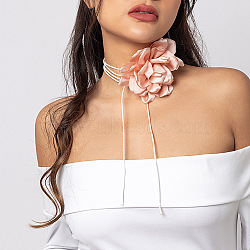 European and American Fashion Retro French Floral Choker Necklace with Tassel Tie Neck Chain for Women.(ST7288617)