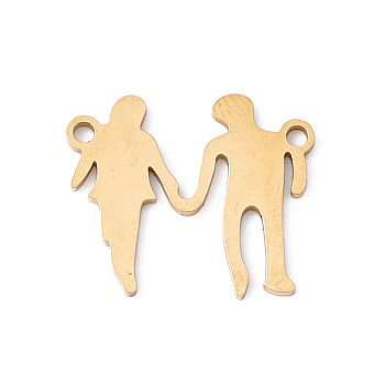 304 Stainless Steel The Family Connector Charms, Men & Women, Golden, 15x17.5x1mm, Hole: 1.4mm