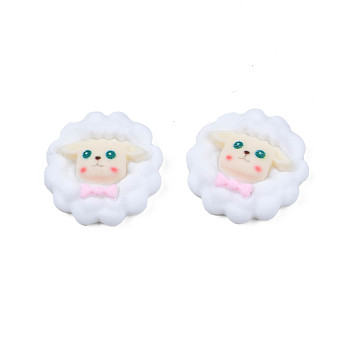 Opaque Resin Cabochons, Sheep, White, 19x6mm