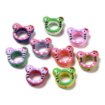 Baking Paint Acrylic Beads, with Enamel, Frog, Mixed Color, 20x22x9mm, Hole: 3mm