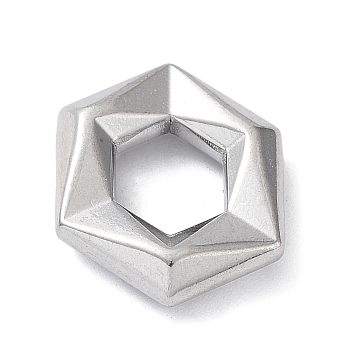 304 Stainless Steel Spacer Beads, Large Hole Beads, Hexagon, Stainless Steel Color, 17.5x21x4mm, Hole: 8.8mm