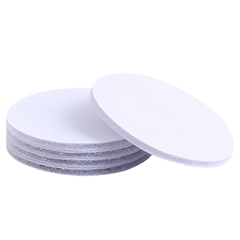 Flat Round Double Sided Self Adhesive Hook and Loop Tapes, Magic Tapes with Nylon and Polyester, White, 50mm, 10 pairs/set