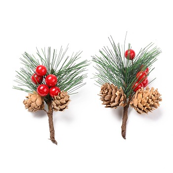 Plastic Artificial Winter Christmas Simulation Pine Picks Decor, for Christmas Garland Holiday Wreath Ornaments, Green, 115mm