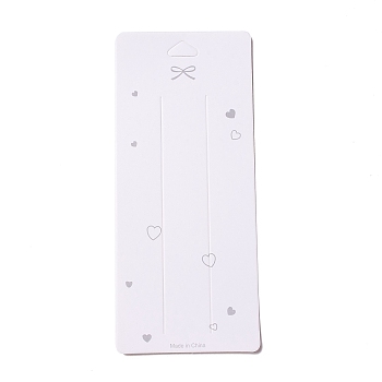 Paper Hair Clip Display Cards, Rectangle with Heart and Bowknot Pattern, White, 17.5x7.5x0.03cm, Hole: 17x9mm