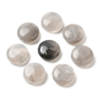 Transparent Acrylic Beads, Flat Round, Dark Gray, 12x4.5mm, Hole: 1.2mm, about 1150pcs/500g
