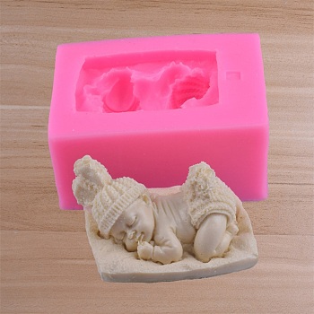 DIY 3D Baby Food Grade Silicone Molds, Resin Casting Molds, For UV Resin, Epoxy Resin Jewelry Making, Hot Pink, 86x62x42mm, Inner Diameter: 59x41mm