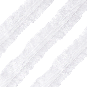 Stretch Elastic Fabric Lace Trim, for Sewing, Dress Decoration and Gift Wrapping, White, 1-1/8 inch(28mm), about 10m/card