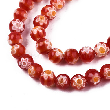 Chapelets de perles rondes de millefiori en verre(X-LK-P001-37)-3