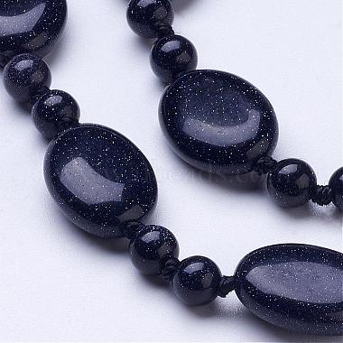Synthetic Blue Goldstone Multi-strand Necklaces(NJEW-G921-02)-2