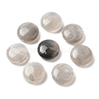 Dark Gray Flat Round Acrylic Beads