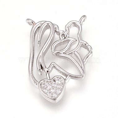 Real Platinum Plated Clear Human Brass+Cubic Zirconia Pendants