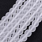 Frosted Glass Bead Strands, Round, Clear, 10mm, Hole: 1mm, about 32pcs/strand, 12.5~13 inch(GLAA-G016-10mm-01)