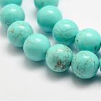 Natural Magnesite Beads Strands, Dyed & Heated, Round, 12mm, Hole: 1mm, about 32pcs/strand, 15 inch(G-E384-01-12mm)