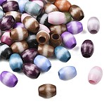 Opaque Acrylic European Beads, Barrel, Two Tone, Large Hole Bead, Mixed Color, 16.5x13~13.5mm, Hole: 7mm(OACR-Z036-04A)