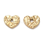 304 Stainless Steel Pendants, Hammered Heart Charms, Ion Plating(IP), Real 18K Gold Plated, 12x14x2.5mm, Hole: 2.5mm(SA-CBAF1D5-13G)