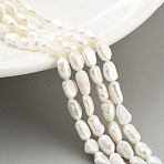 Natural Keshi Pearl Cultured Freshwater Pearl Beads Strands, Baroque Pearls, Two Sides Polished, Grade 3A, Snow, 4~4.5mm, Hole: 0.5mm, about 26~27pcs/strand, 6.30 inch(16cm)(PEAR-P062-33)