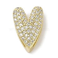 Rack Plating  Brass Micro Pave Clear Cubic Zirconia Slide Charms, Lead Free & Cadmium Free, Long-Lasting Plated, Heart, Real 18K Gold Plated, 12.5x8x6mm, Hole: 10x2.5mm(KK-R163-10G)